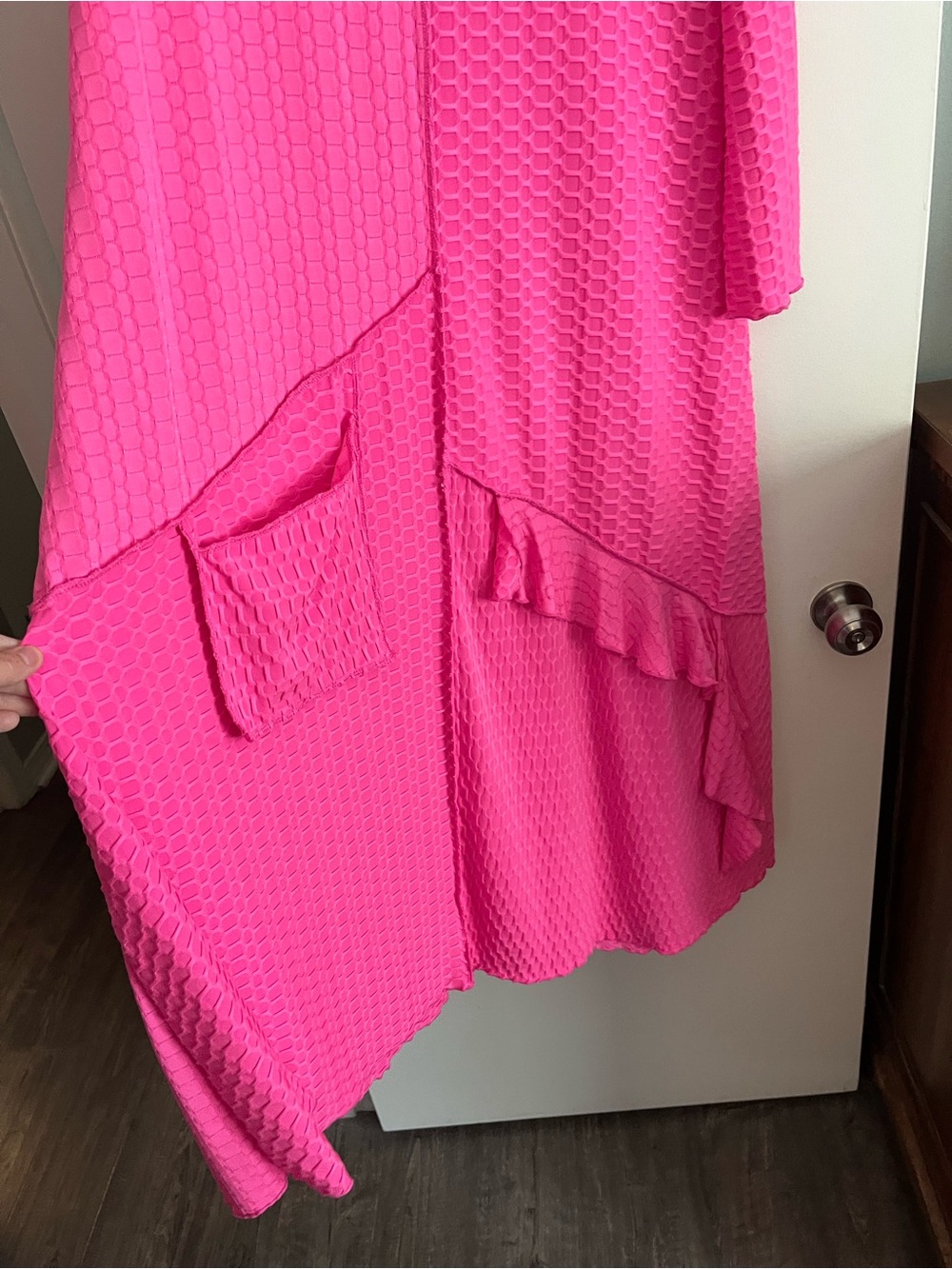 Women's Long Sleeve Textured Maxi Dress - Bright Pink - Picture 5 of 5